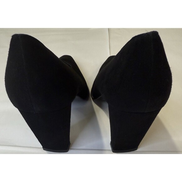 Stuart Weitzman Black Suede Heels 7.5 AAAA Pointed Toe Pumps Leather Sole Spain - Picture 4 of 8